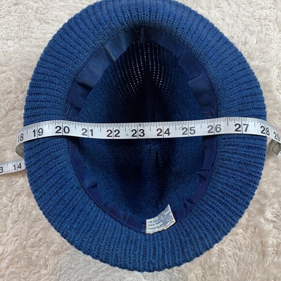 Vintage woven blue womens ribbon and button fedora - Picture 15 of 16
